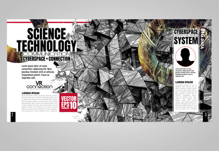 Brochure template layout, annual report, magazine, flyer in A4 with abstract polygonal backgroundの写真素材