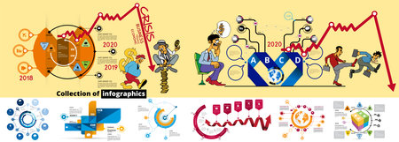 Set of infographics elements for business, finance, statistics, web design, presentations and reportsの写真素材