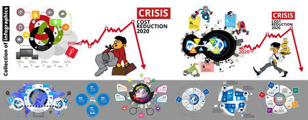 Set of infographics elements with business people. Flat style vector illustration.の写真素材