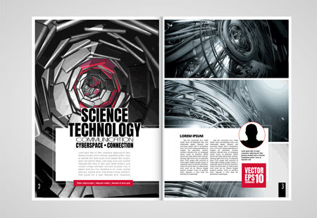 Vector layouts for magazine, brochure, flyer, booklet, cover design. Abstract technology backgroundの写真素材