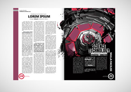 Vector brochure design template with abstract technology elements. Brochure layout, leaflet or magazine cover.の写真素材