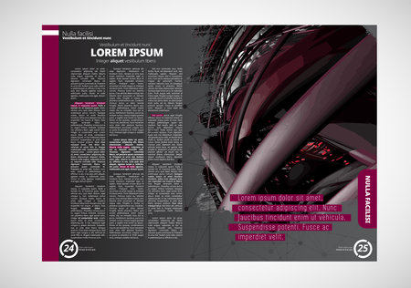 Magazine layout, vector print template. Ready for use for brochure, annual report or magazine.の写真素材