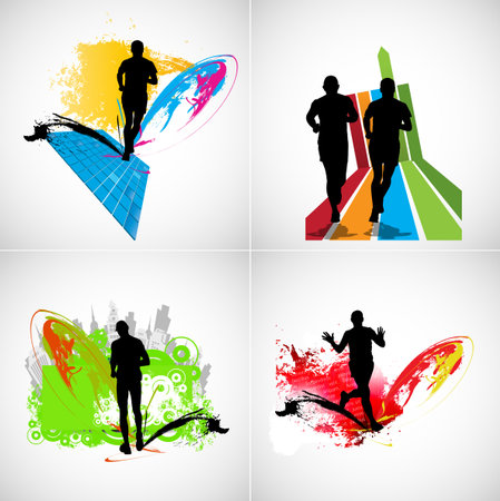 Running man. Sport background ready for poster or banner, vector.のイラスト素材