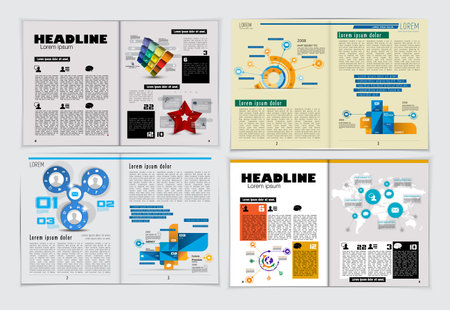 Brochure Layout Design Template, Magazine, Annual Report, Corporate Presentation, Portfolio, Flyer, infographic, vector illustrationの写真素材