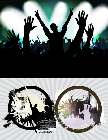 Nightlife and music festival concept. Dancing people at music festivalのイラスト素材