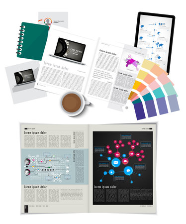 Vector set of brochure design templates with infographic elements. Corporate business background.の写真素材