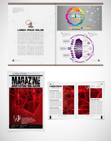Brochure layout template with statistic and infographic elements. Vector illustration.の写真素材