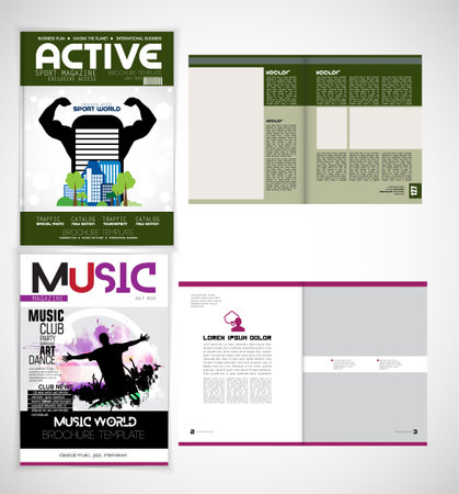 Vector brochure template with fitness theme. flyer design. Brochure layout.の写真素材