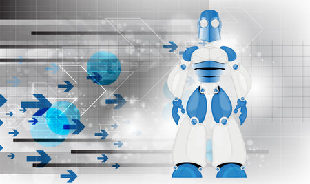 Futuristic background with robots, vector illustrationのイラスト素材