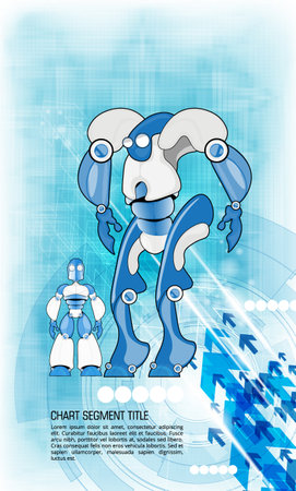 robot on the background of the city, vector illustration, eps 10の写真素材
