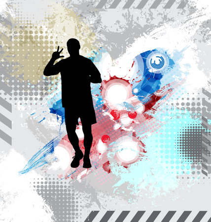 Running man. Sport background ready for poster or banner, vector.のイラスト素材