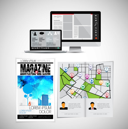 Set of design templates for brochure, flyer, cover magazine or annual report. Vector illustrationの写真素材