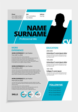 Professional resume template design. Business layout vector for job applicationsのイラスト素材