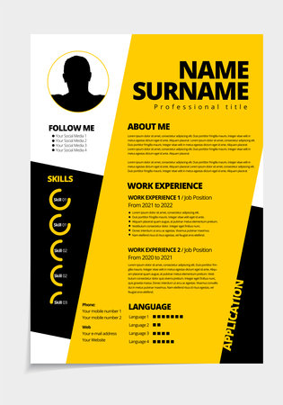 Professional resume template design. Business layout vector for job applicationsのイラスト素材