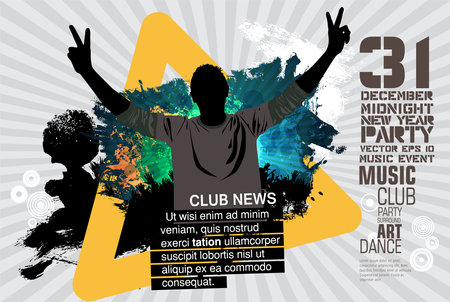 Music event poster with a silhouette of a man. Vector illustration.の写真素材