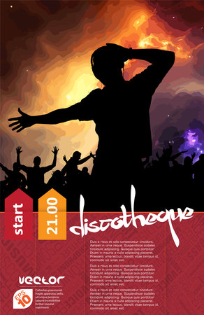 Music event poster with dancing people. Vector illustration. EPS 10.のイラスト素材