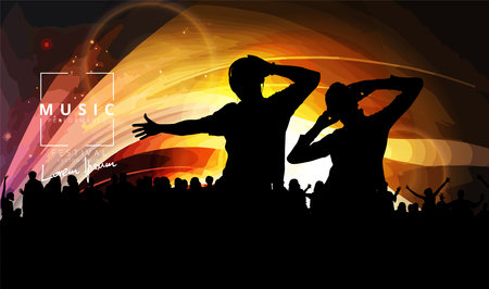 dancing people. Music event background. Vector eps10 illustrationの写真素材