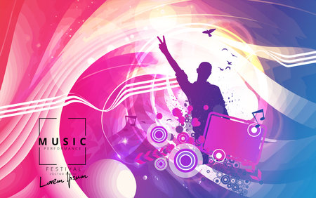 Music event background with dancing people. Vector illustration. EPS 10.の写真素材