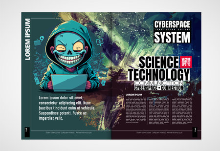 Futuristic tech magazine layout. Vector illustration. EPS 10.の写真素材