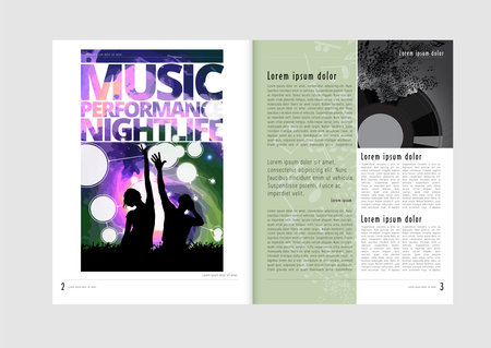 Music magazine layout. Editable vector brochure template for music festivalの写真素材