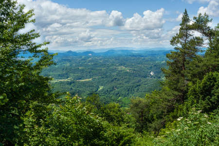 Castle Trakoscan in mesmerizing landscape with blue sky in the backgroundのeditorial素材