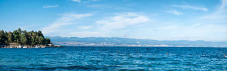Panoramic view of the blue sea on the beach Kostrena, northern Adriatic, Croatia.の写真素材