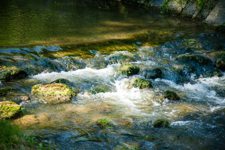 Gradna stream by Samobor pedestrian walkway.の写真素材