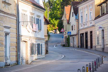 SAMOBOR, CROATIA-May 22, 2022: cenic view at colorful medieval architecture in baroque town samobor, Northern Croatiaのeditorial素材