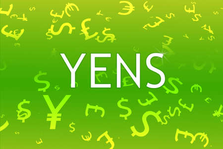 Different currencies on green backgroundの写真素材