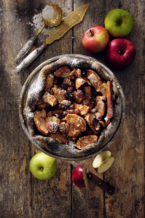 Poppy seed pie with apples and nuts.の写真素材