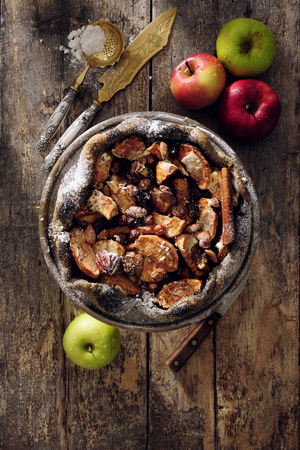 Poppy seed pie with apples and nuts.の写真素材
