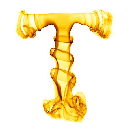 one title letter from smoke  fire alphabet isolated on whiteの写真素材