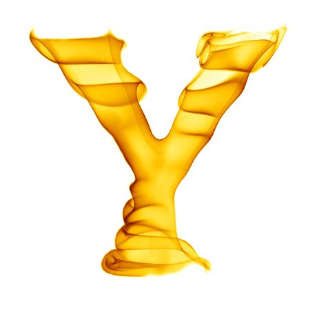 one title letter from smoke  fire alphabet isolated on whiteの写真素材