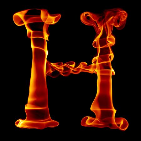 one title letter from smoke  fire alphabet isolated on blackの写真素材