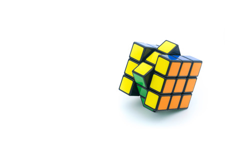 Rubik's Cube is isolated on white backgroundのeditorial素材