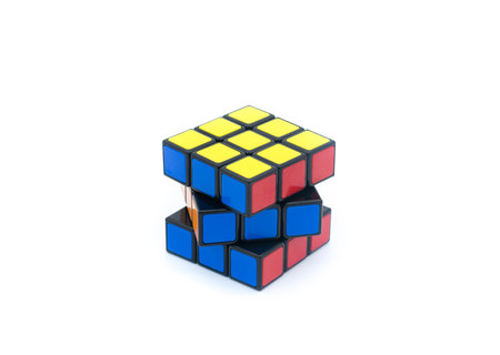 Rubik's Cube is isolated on white background