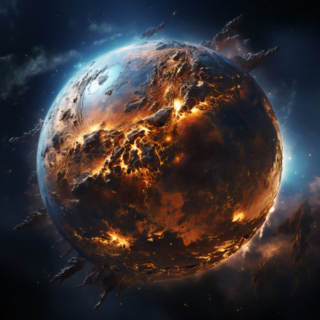 Earth in fire from space.3D renderingの素材