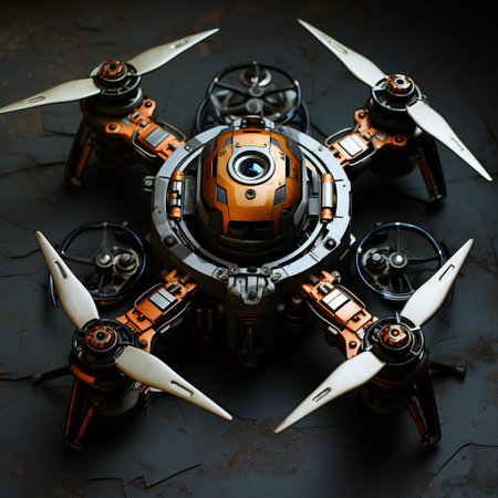 Futuristic robot toy on a dark background. 3d renderingの素材
