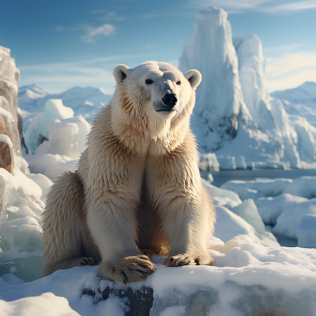 Polar bear (Ursus maritimus) sitting on the iceの素材
