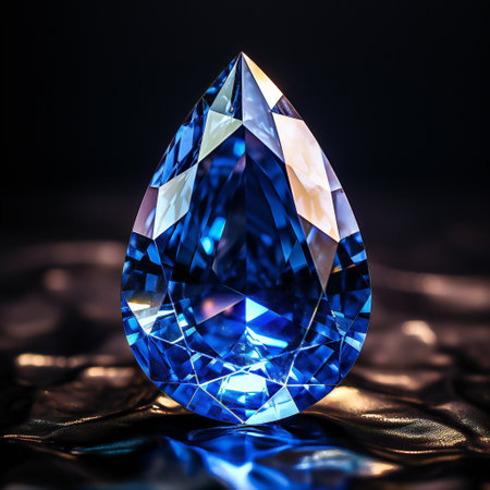 Blue sapphire on a dark background. Close-up.の素材