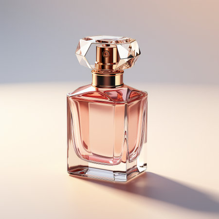 Perfume bottle on a light background. 3D illustration.の素材