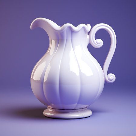 Ceramic jug on a purple background. 3d rendering.の素材