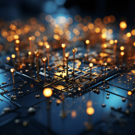 Circuit board close-up. Technology background. 3d renderingの素材