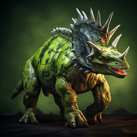 3D rendering of a fantasy dragon isolated on dark green background.の素材