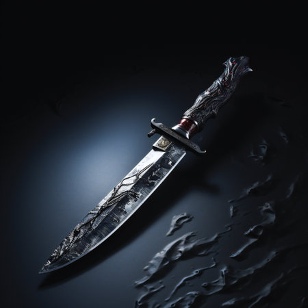 Knife on a black background. Medieval weapons. 3d renderingの素材