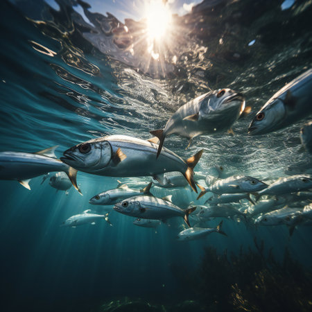 Tuna fish swimming in the ocean. Underwater world. 3d renderingの素材