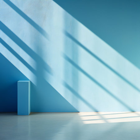 blue room with blue wall and blue floor, 3d render illustrationの素材
