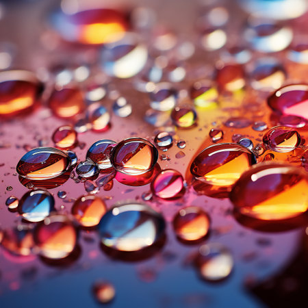 Water drops on a glass surface. Shallow depth of field.の素材