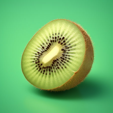 Kiwi fruit isolated on green background. 3d illustration.の素材