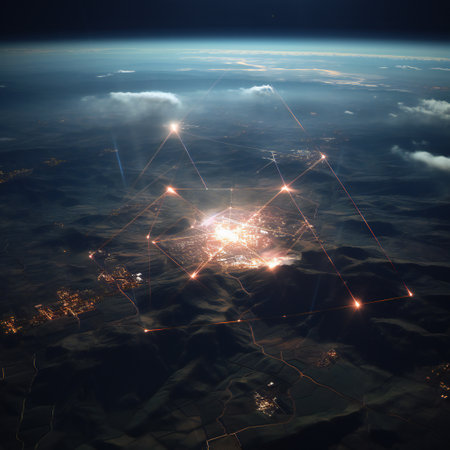 Futuristic network on the planet Earth. 3d rendering.の素材